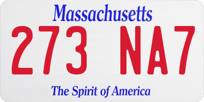MA license plate 273NA7