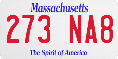 MA license plate 273NA8