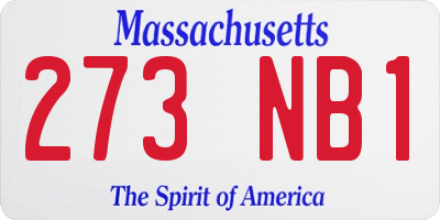 MA license plate 273NB1
