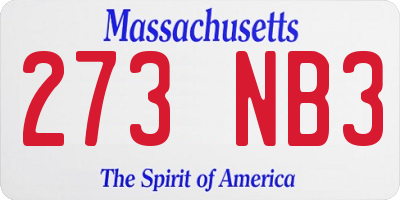 MA license plate 273NB3