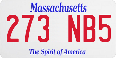 MA license plate 273NB5