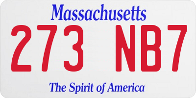 MA license plate 273NB7