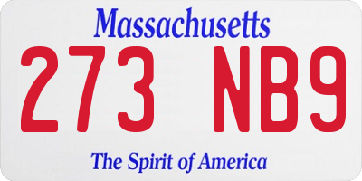 MA license plate 273NB9