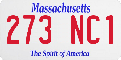 MA license plate 273NC1