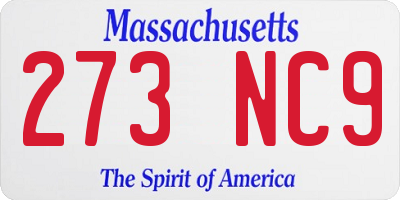 MA license plate 273NC9
