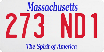 MA license plate 273ND1