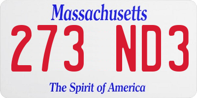 MA license plate 273ND3