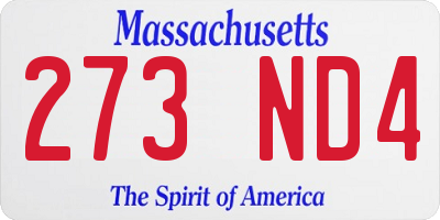 MA license plate 273ND4