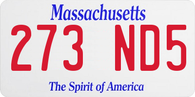 MA license plate 273ND5