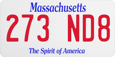 MA license plate 273ND8
