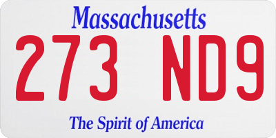 MA license plate 273ND9