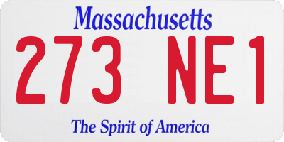 MA license plate 273NE1