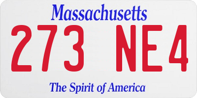 MA license plate 273NE4