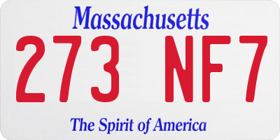 MA license plate 273NF7