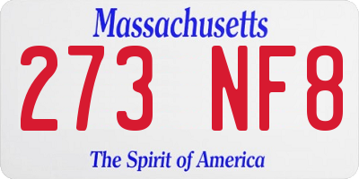 MA license plate 273NF8