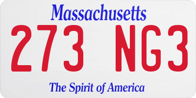 MA license plate 273NG3
