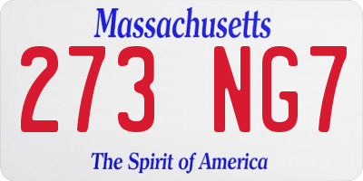 MA license plate 273NG7