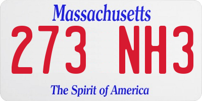 MA license plate 273NH3