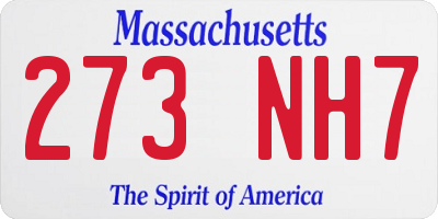 MA license plate 273NH7