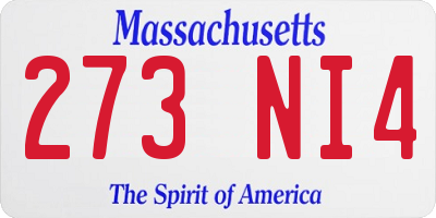 MA license plate 273NI4