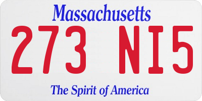 MA license plate 273NI5