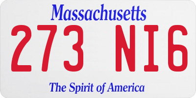 MA license plate 273NI6