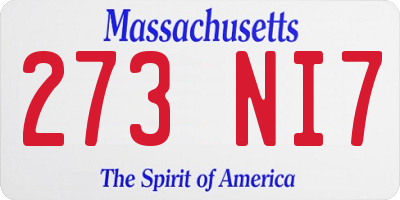 MA license plate 273NI7