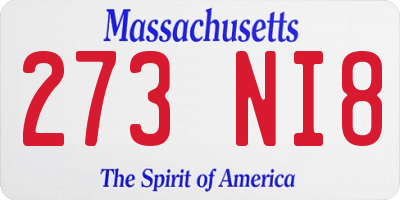 MA license plate 273NI8