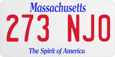 MA license plate 273NJ0
