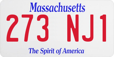 MA license plate 273NJ1