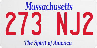 MA license plate 273NJ2