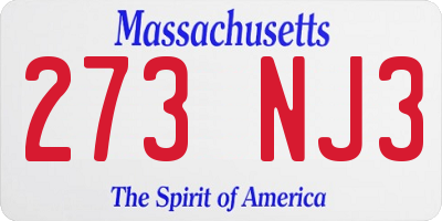 MA license plate 273NJ3