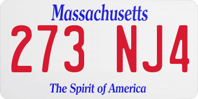 MA license plate 273NJ4