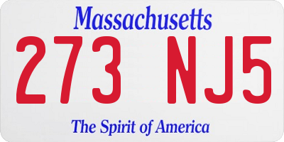MA license plate 273NJ5