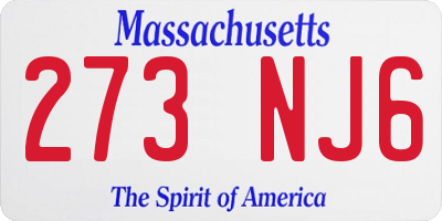 MA license plate 273NJ6