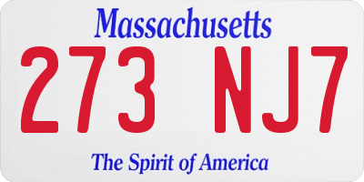 MA license plate 273NJ7