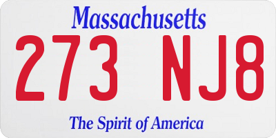 MA license plate 273NJ8