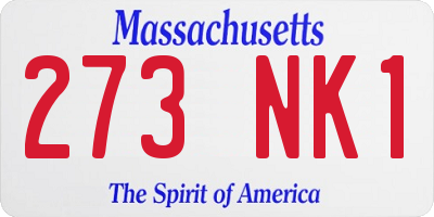 MA license plate 273NK1