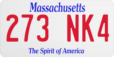 MA license plate 273NK4