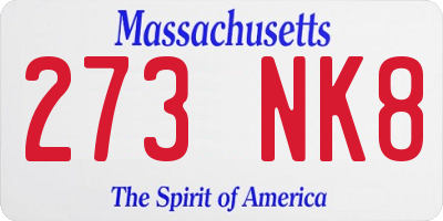 MA license plate 273NK8