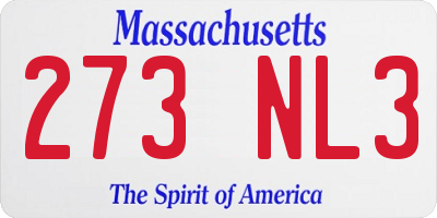 MA license plate 273NL3