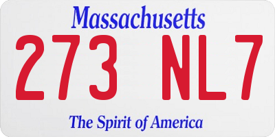MA license plate 273NL7