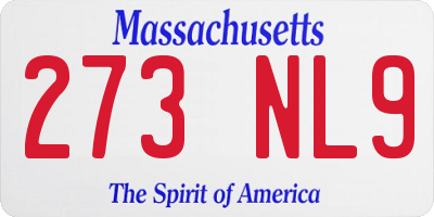 MA license plate 273NL9
