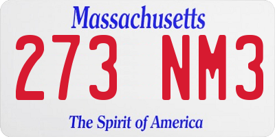 MA license plate 273NM3