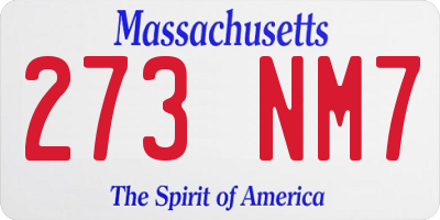 MA license plate 273NM7