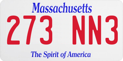 MA license plate 273NN3
