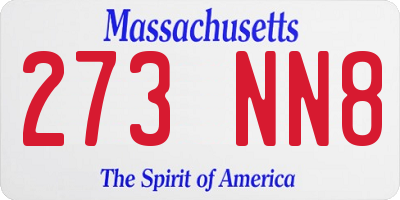 MA license plate 273NN8