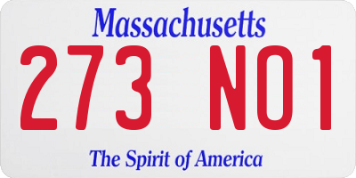MA license plate 273NO1