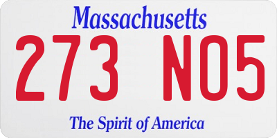 MA license plate 273NO5