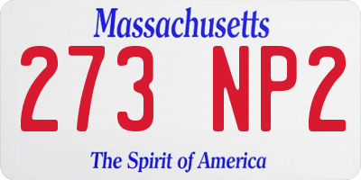 MA license plate 273NP2
